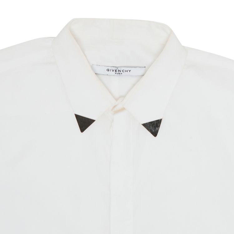 Givenchy Metal Collar Tip Button Up Shirt White