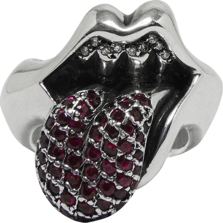 Chrome Hearts Diamond Studded Rolling Stones Ring 'Silver'