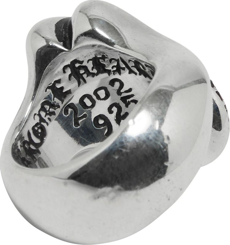 Chrome Hearts Diamond Studded Rolling Stones Ring Silver