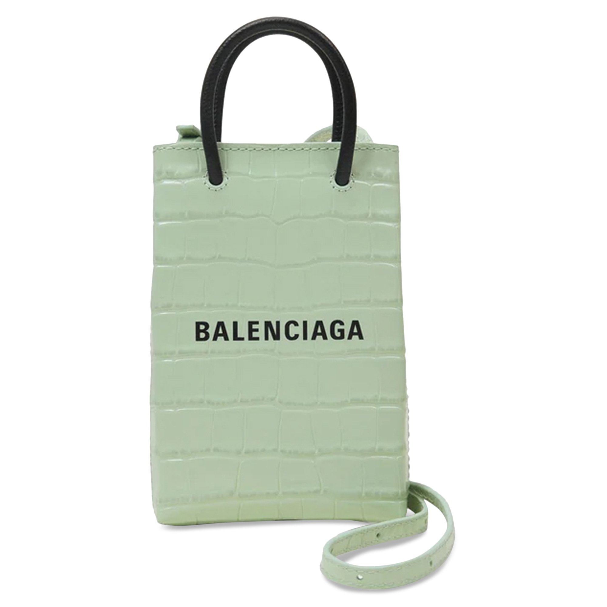 TÚI BALENCIAGA Shopping mini crocefffect leather crossbody bag