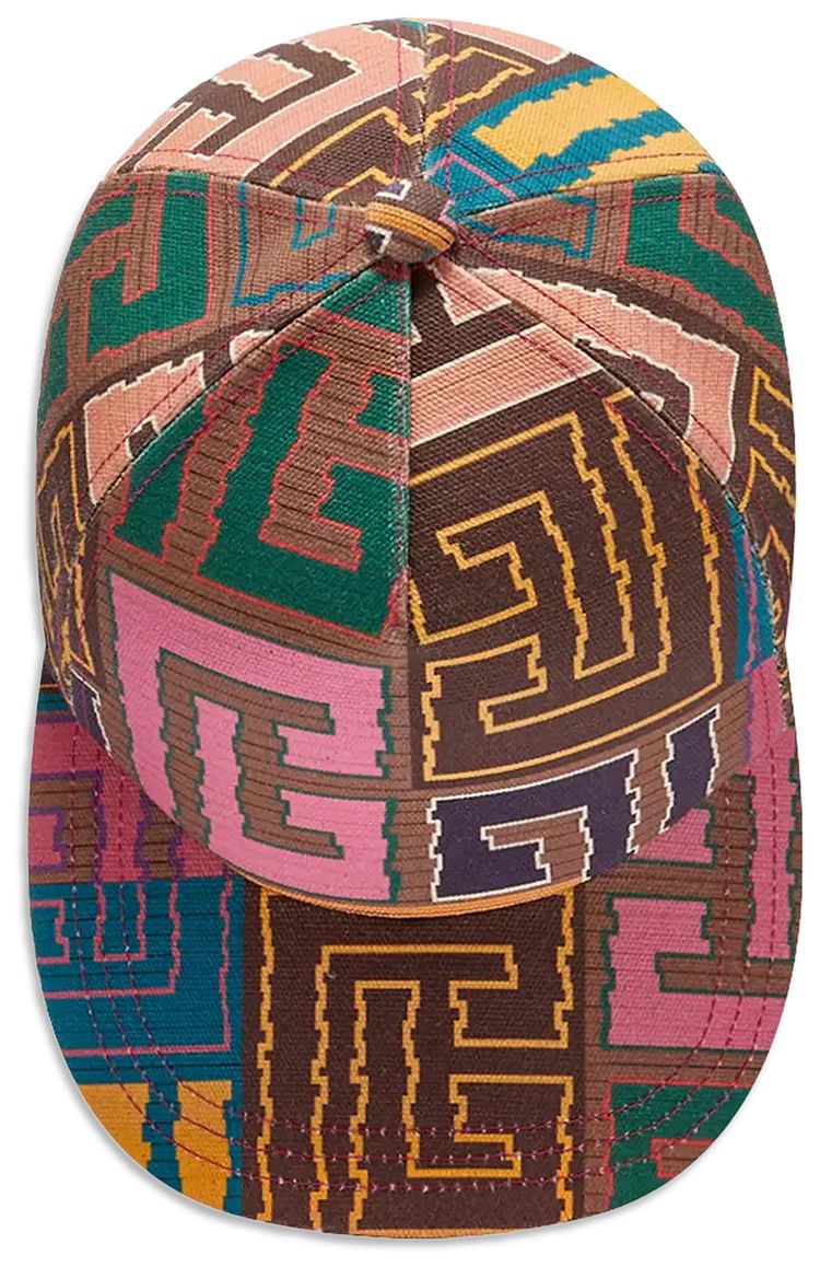 Balmain Monogram Canvas Printed Cap Multicolor