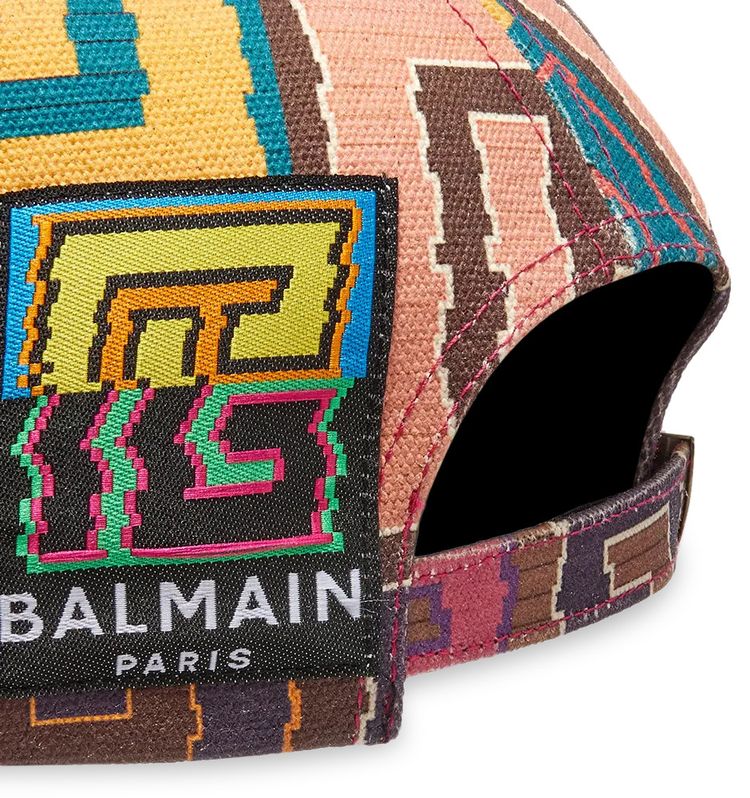 Balmain Monogram Canvas Printed Cap Multicolor