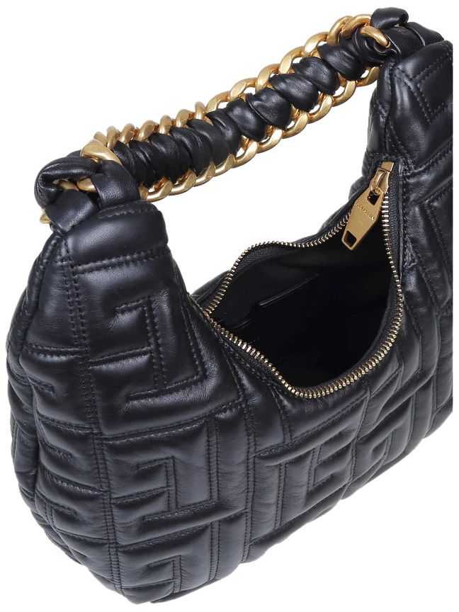 Balmain Mini Pillow Hobo Bag Black
