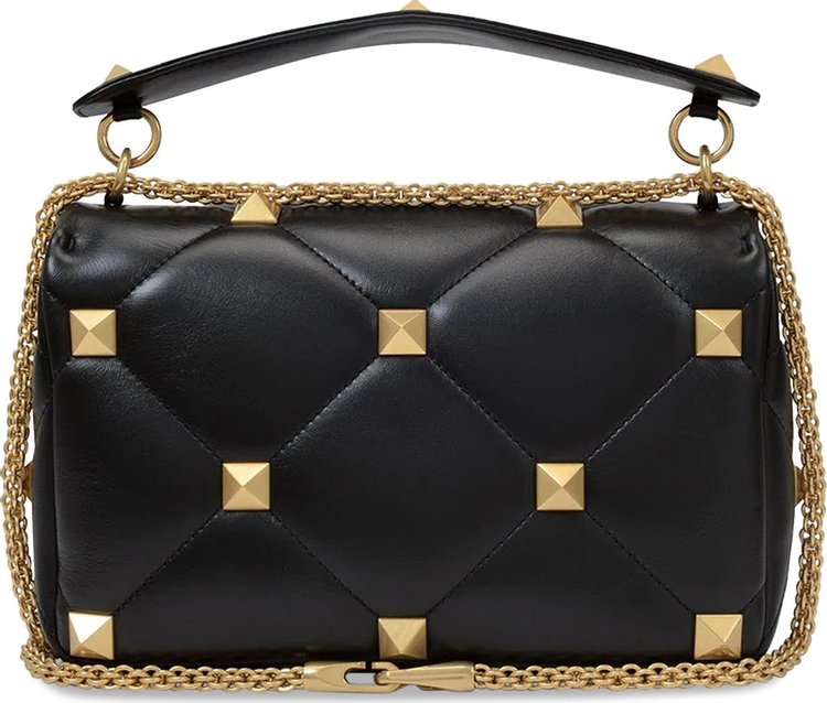 Valentino Roman Stud Large Shoulder Bag Black