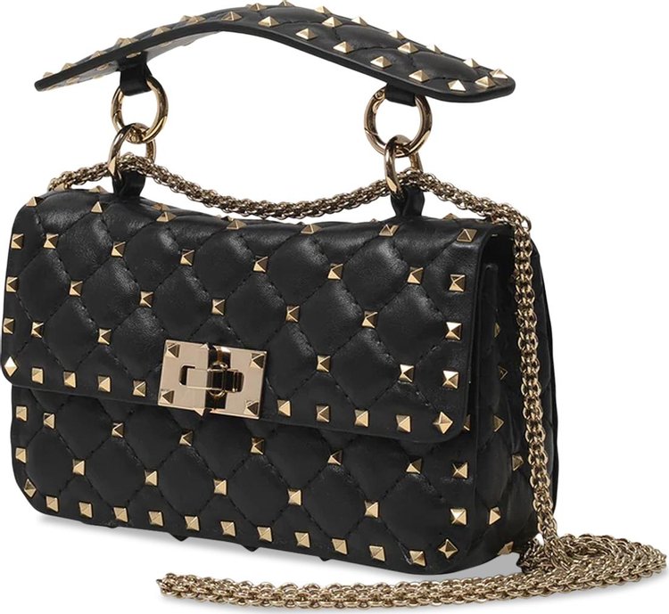 Valentino Rockstud Spike Foldover Shoulder Bag Black