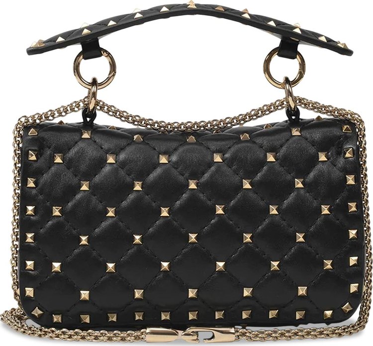 Valentino Rockstud Spike Foldover Shoulder Bag Black