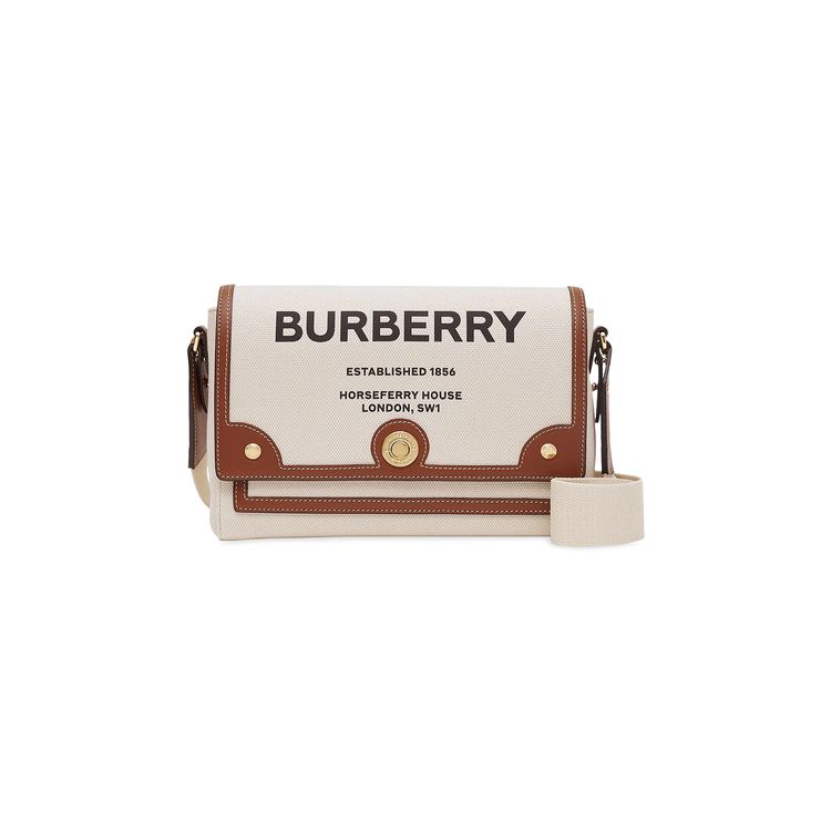 Burberry Horseferry Print Canvas Note Crossbody Bag NaturalMalt Brown
