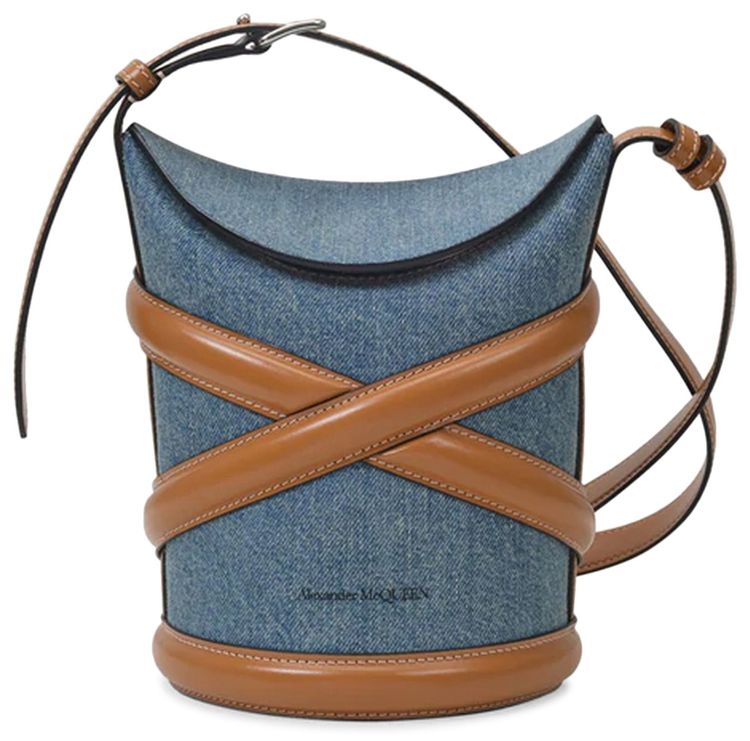 Alexander Mcqueen The Curve Bag Blue Canvas