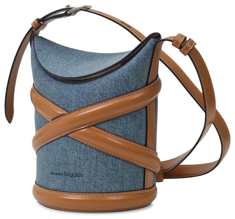 Alexander Mcqueen The Curve Bag Blue Canvas