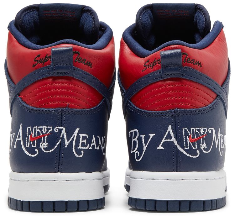 Supreme x Nike Dunk High SB By Any Means   Red Navy