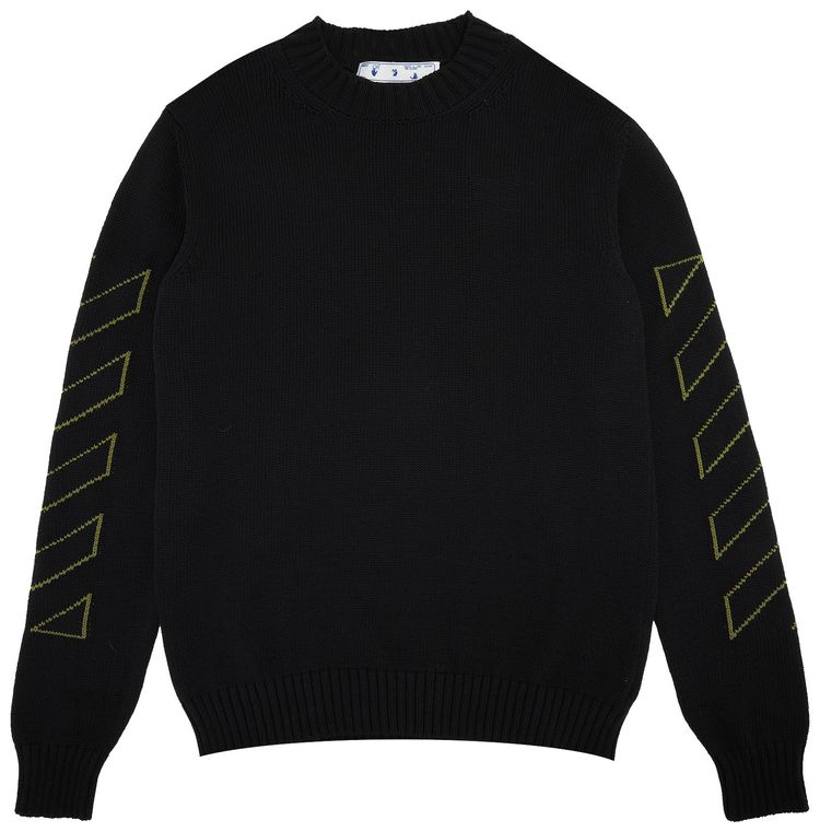 Off White Arrow Diag Outline Knit Crewneck BlackGreen