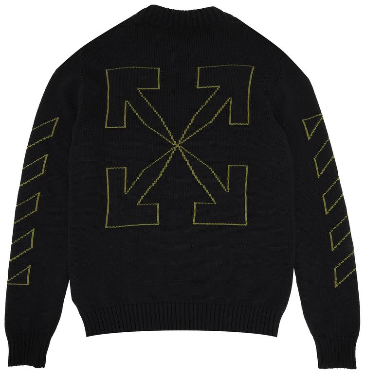 Off White Arrow Diag Outline Knit Crewneck BlackGreen