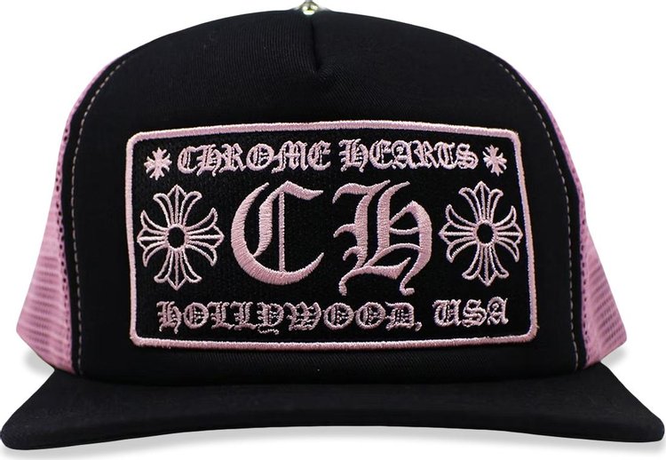 Chrome Hearts Hollywood Trucker Hat 'Black/Pink'