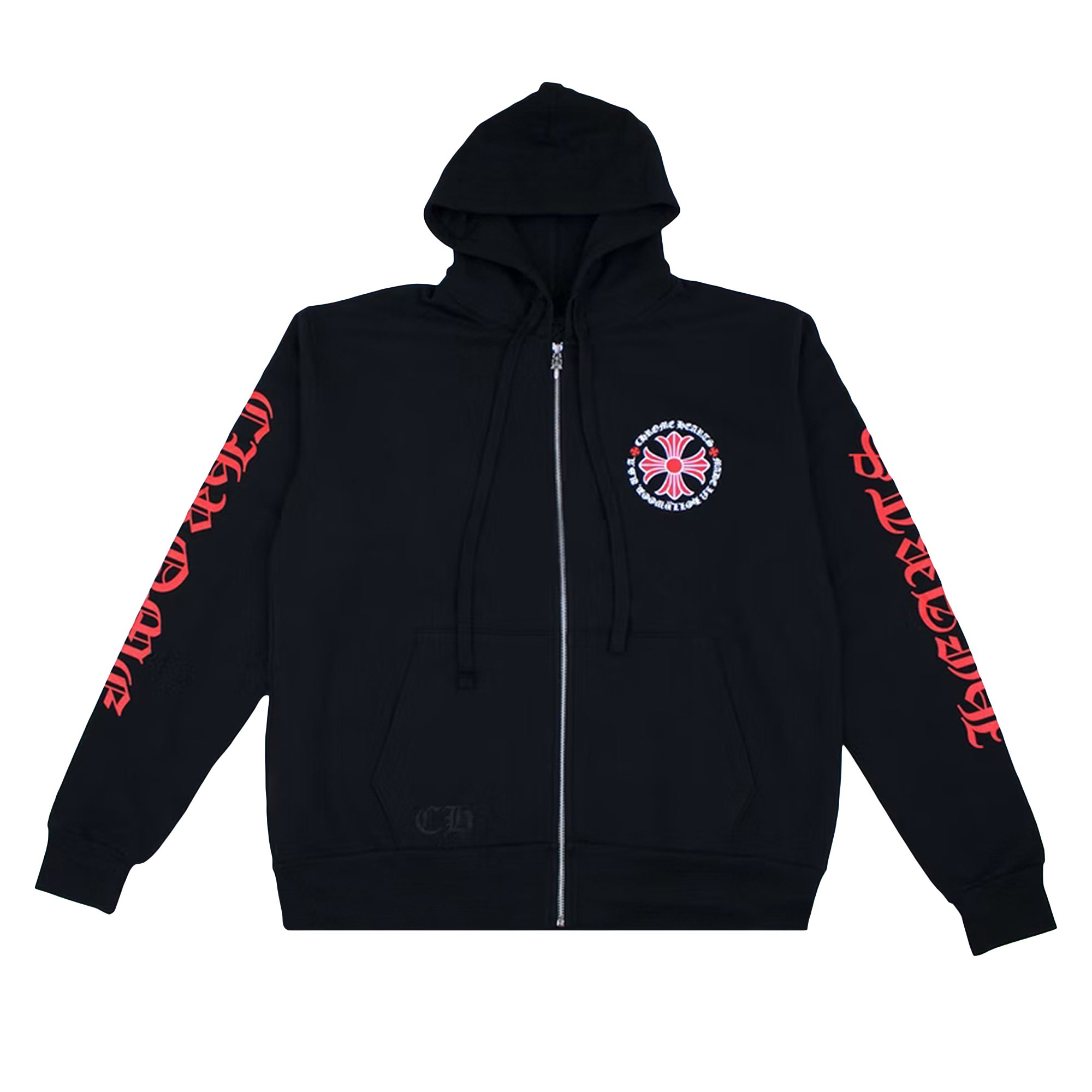Chrome Hearts Made In Hollywood Plus Cross Zip Up Hoodie 'Black/Red'