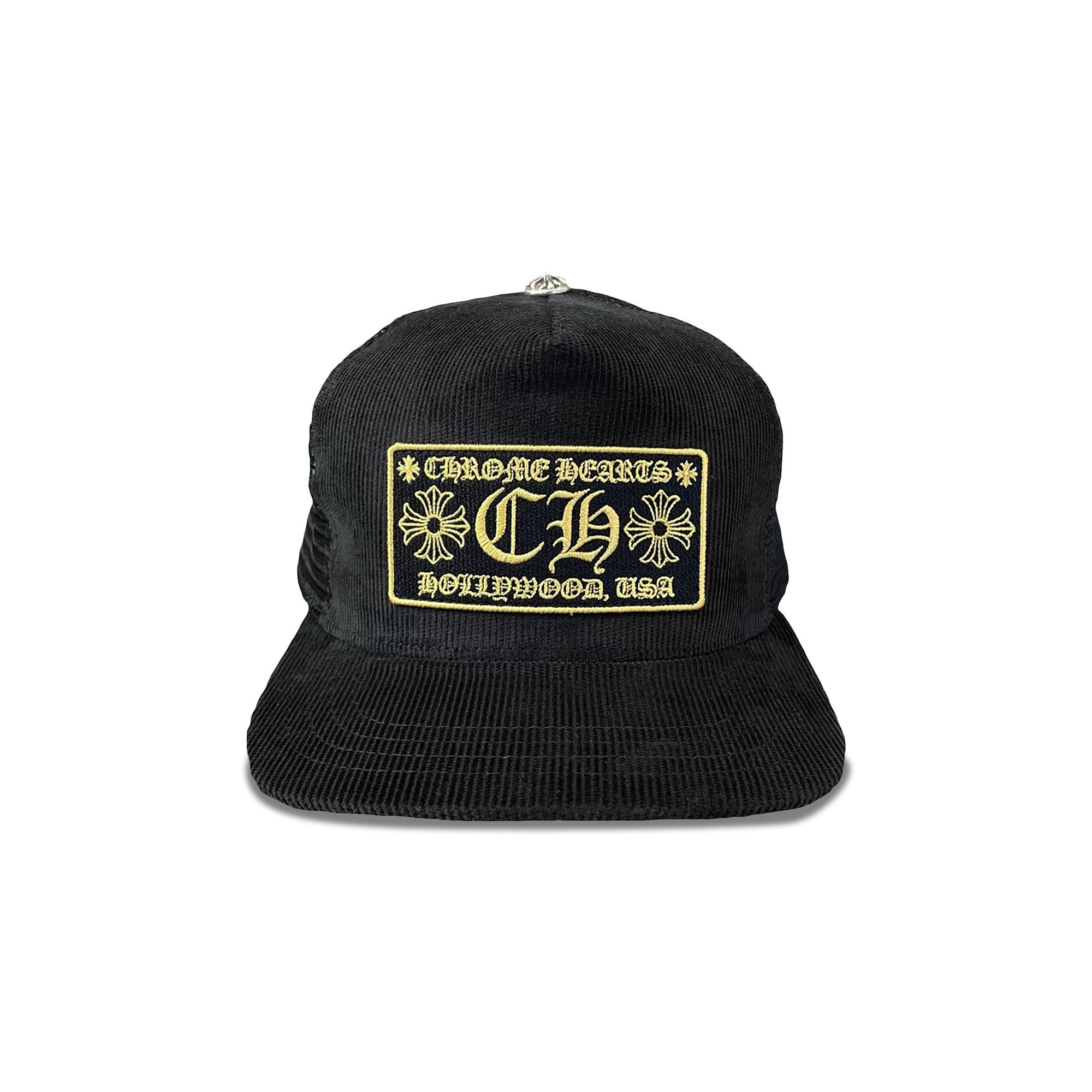 Buy Chrome Hearts Hollywood Corduroy Trucker Hat 'Black/Gold Buy Chrome Hearts Hollywood Corduroy Trucker Hat 'Black/Gold