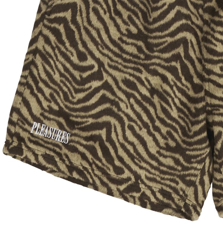 Pleasures Breaker Fuzzy Stripe Shorts Tan