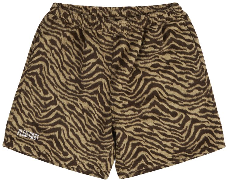 Pleasures Breaker Fuzzy Stripe Shorts Tan