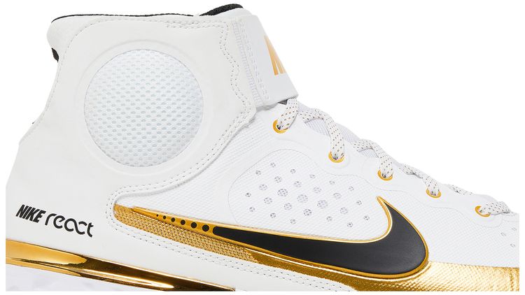 Nike Alpha Huarache Elite 3 Mid White Metallic Gold