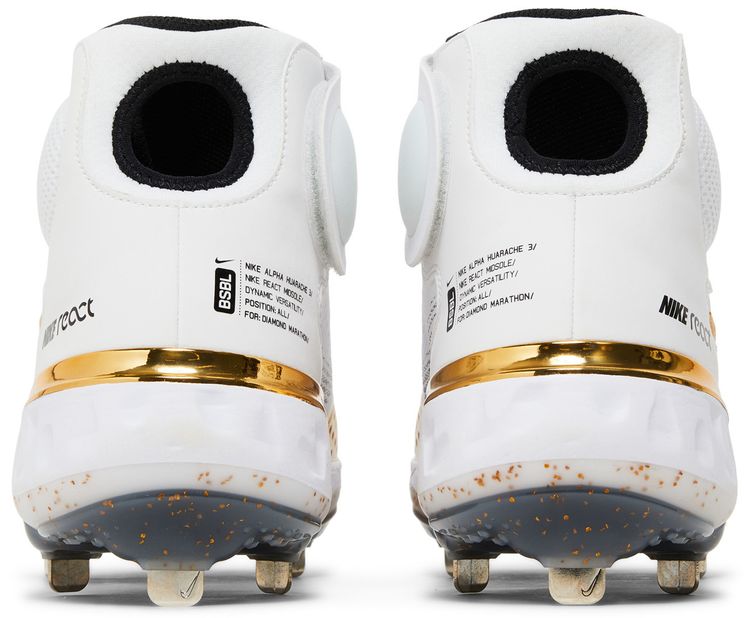 Nike Alpha Huarache Elite 3 Mid White Metallic Gold