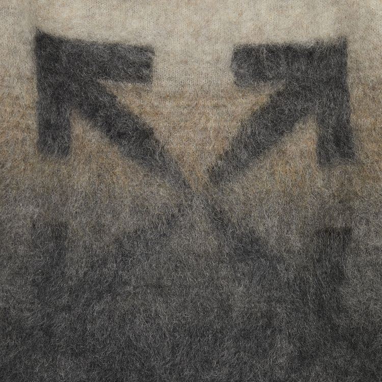 Off White Diag Brushed Knit Crew Dark SandBlack