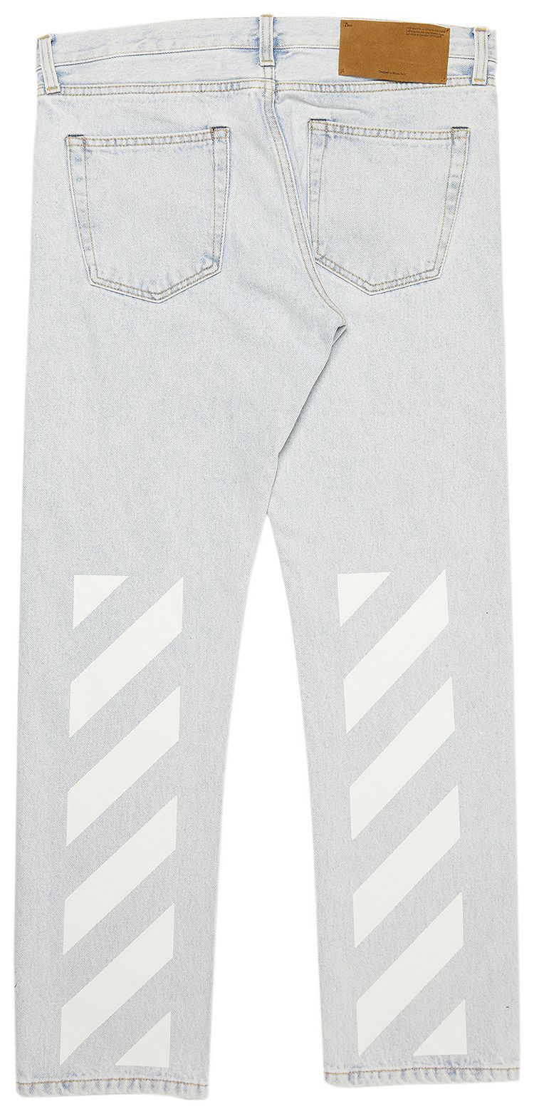 Off White Diag Tab Arrow Slim Jean Bleach Blue