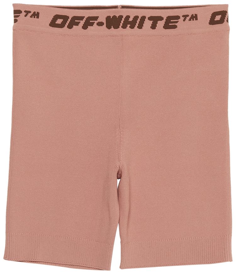 Off White Logo Band Shorts Nude