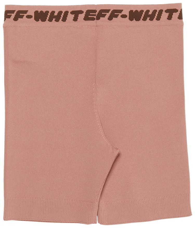 Off White Logo Band Shorts Nude