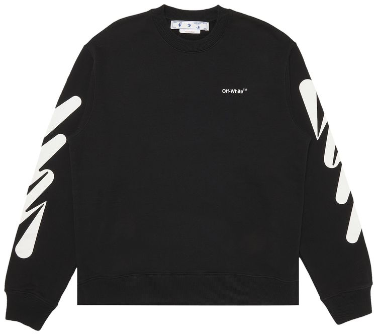 Off White Wave Diag Slim Crewneck BlackWhite