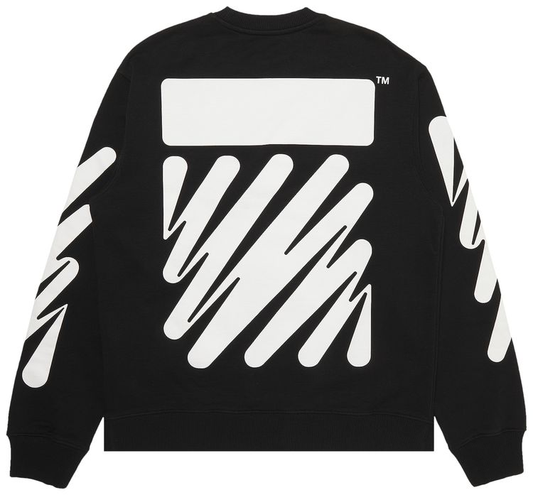 Off White Wave Diag Slim Crewneck BlackWhite