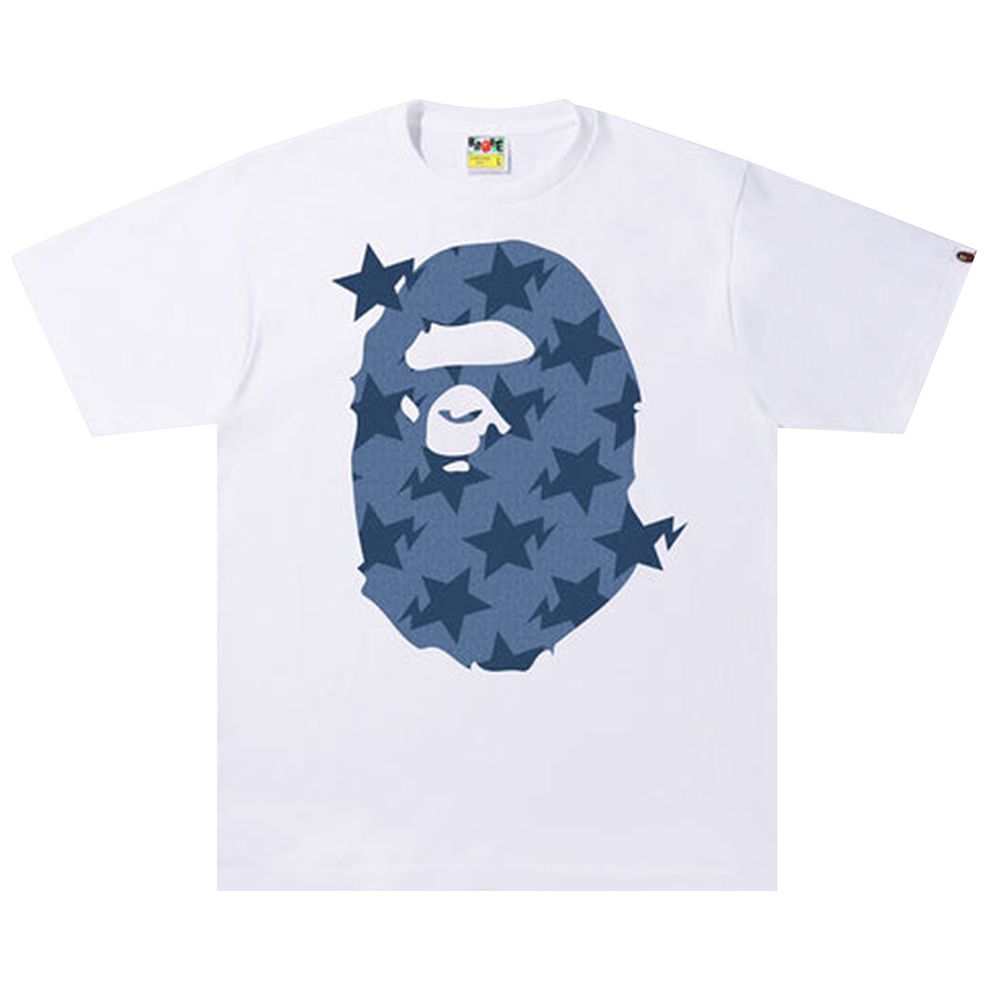 Buy BAPE Denim Sta Pattern Big Ape Head Tee 'White' - 1I30 110 079