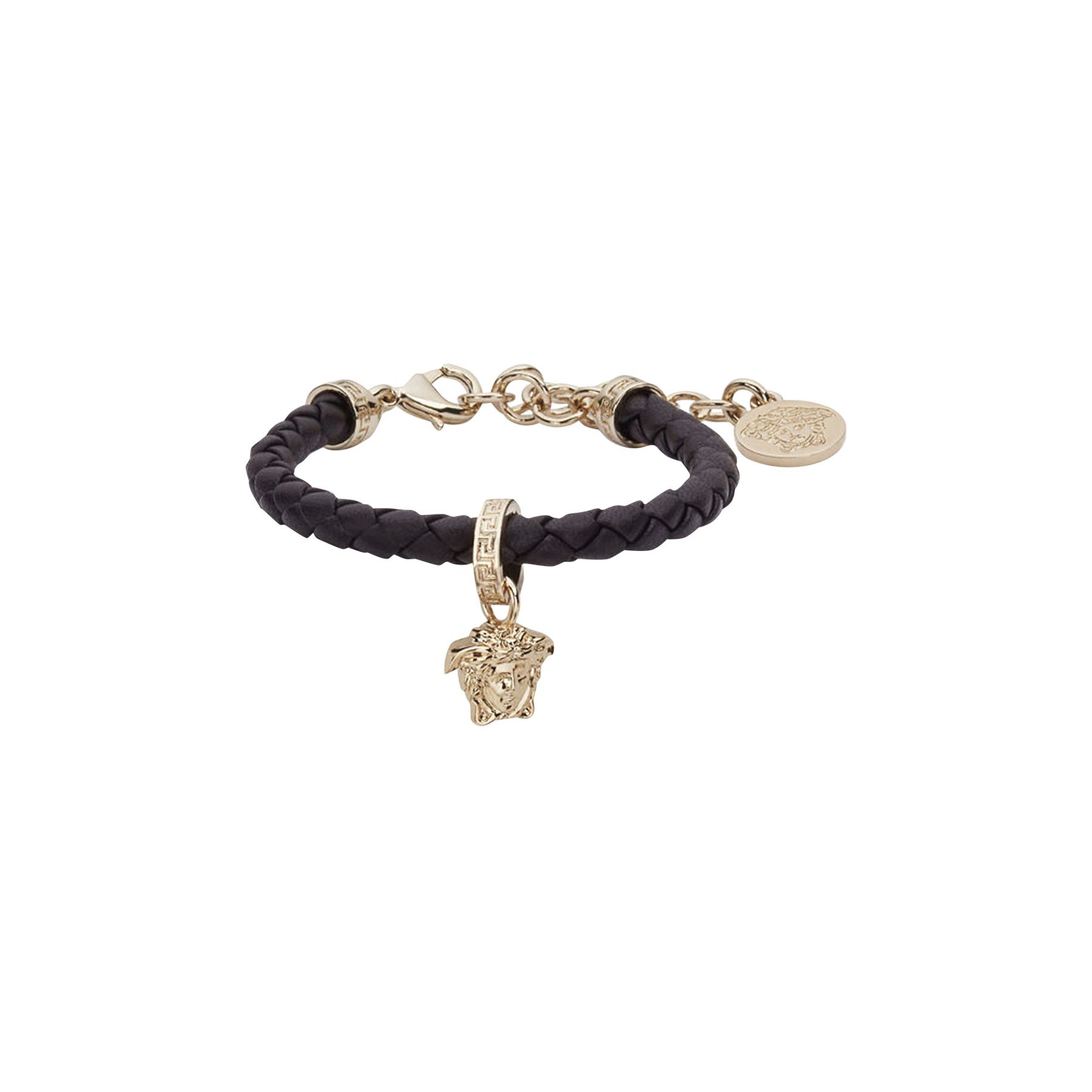 Buy Versace Braided Leather Charm Bracelet 'Black' DG0G353 DMTN6