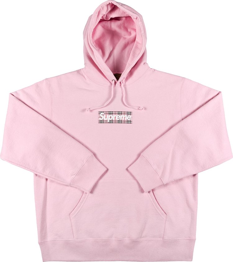Supreme X Burberry Box Logo Hooded Sweatshirt Light Pink Goat