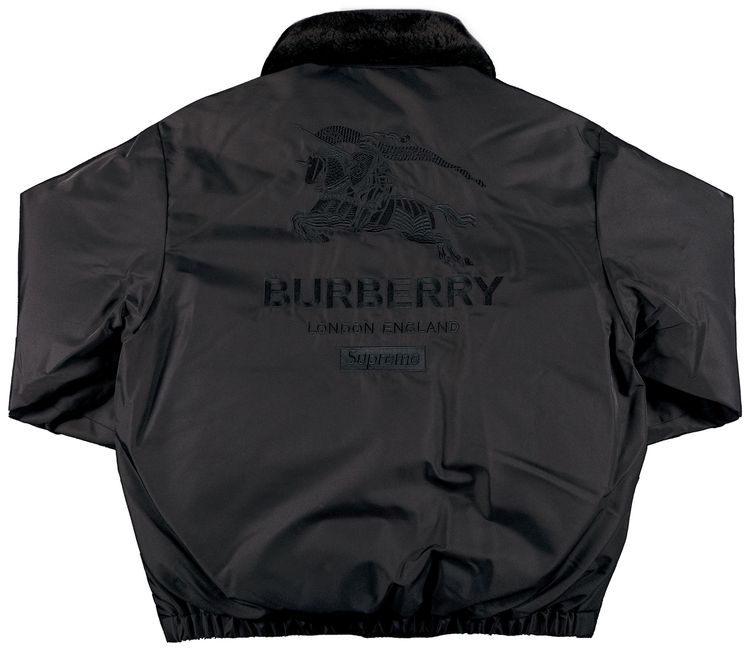 Supreme x Burberry Shearling Collar Down Puffer Jacket Black