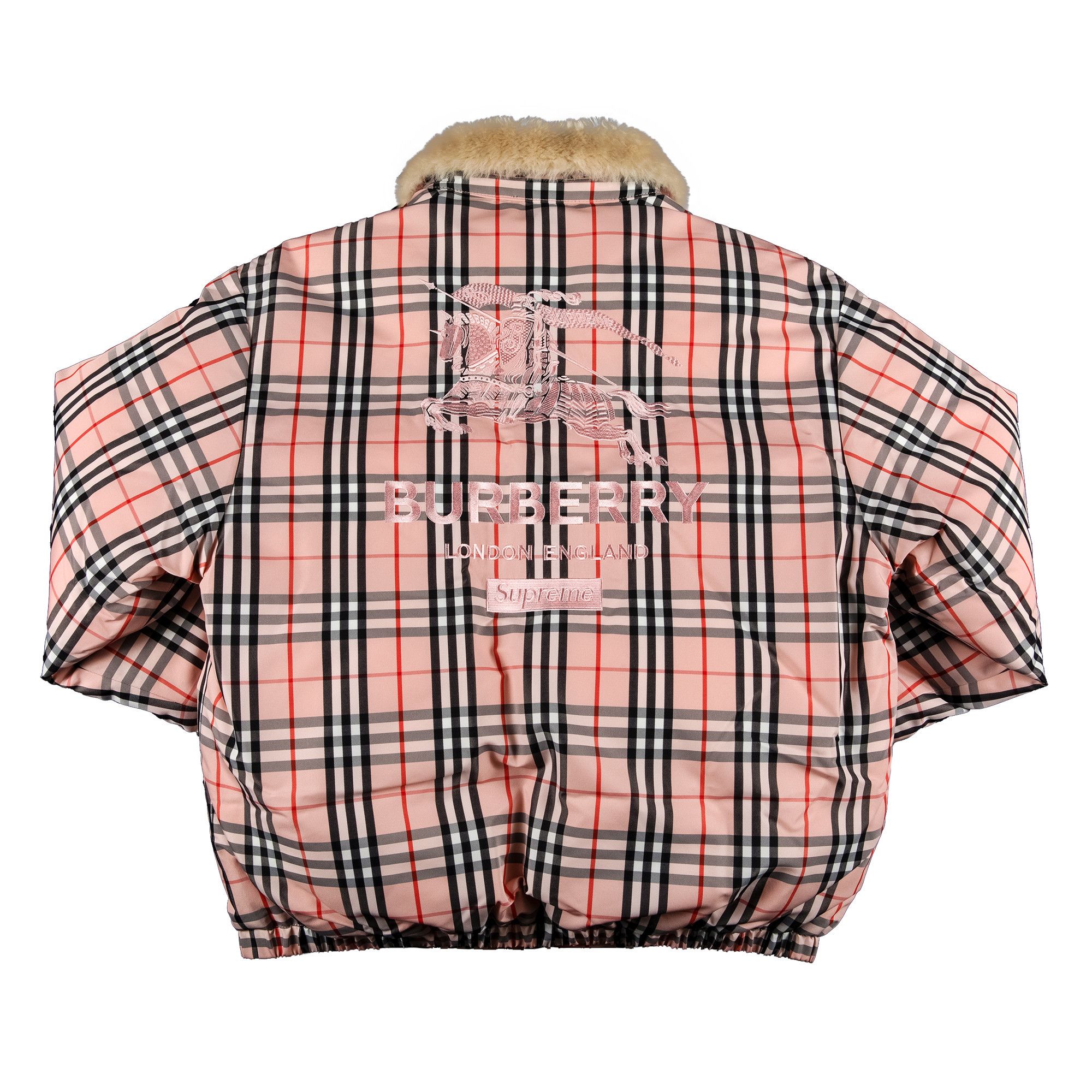 Size xxl Supreme x Burberry Shearling Collar Down Puffer Jacket 'Pink'