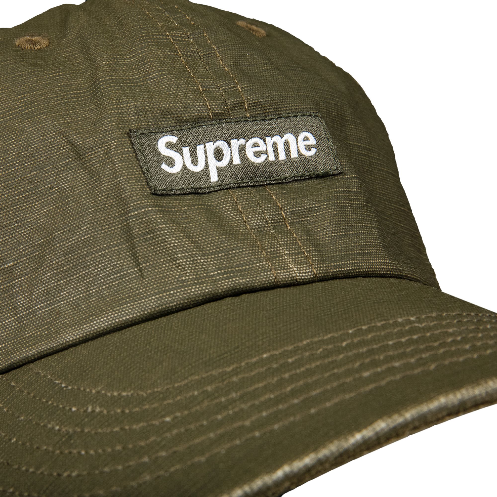 Buy Supreme Small Box Coated Linen 6-Panel 'Olive' - SS22H29
