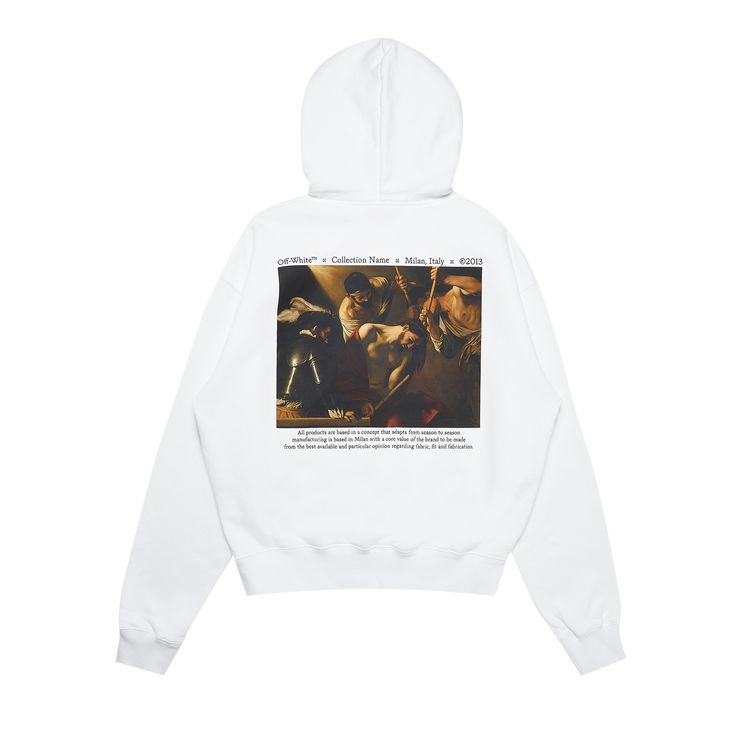 Off White Caravaggio Crowning Over Hoodie WhiteBlack