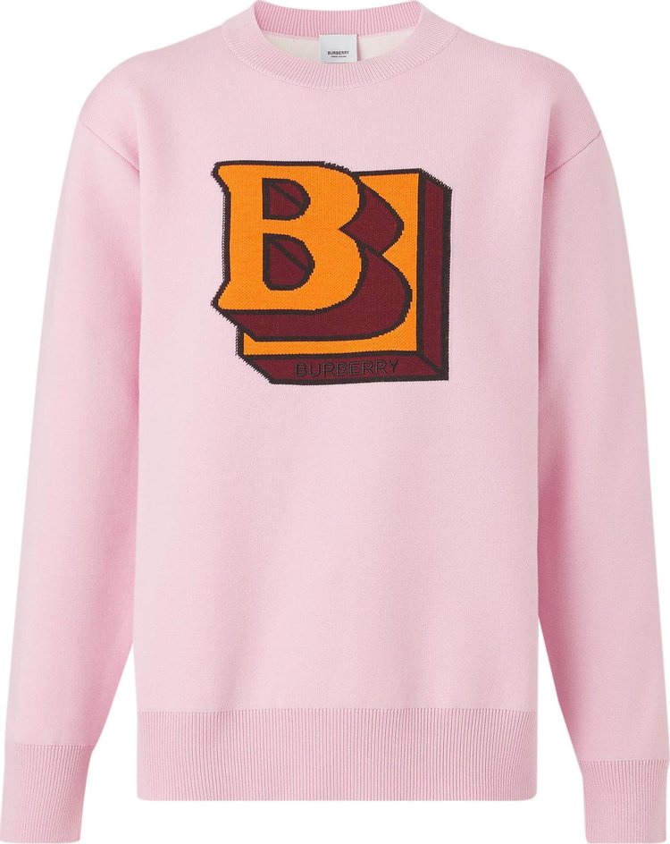 Burberry Logo Embroidered Ribbed Sweater 'Pale Candy Pink'