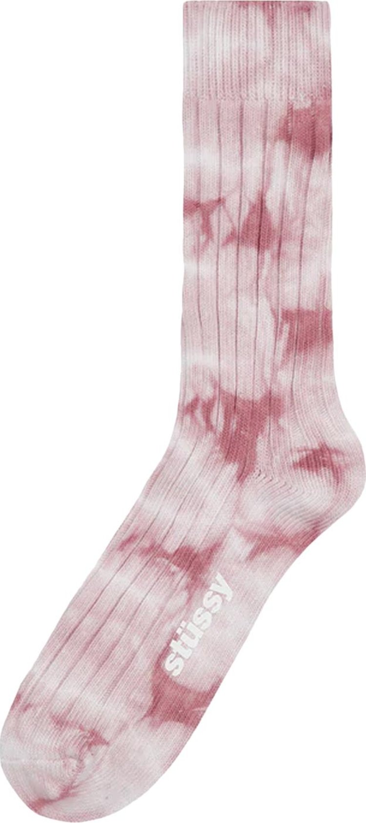 Stussy Dyed Ribbed Crew Socks Berry