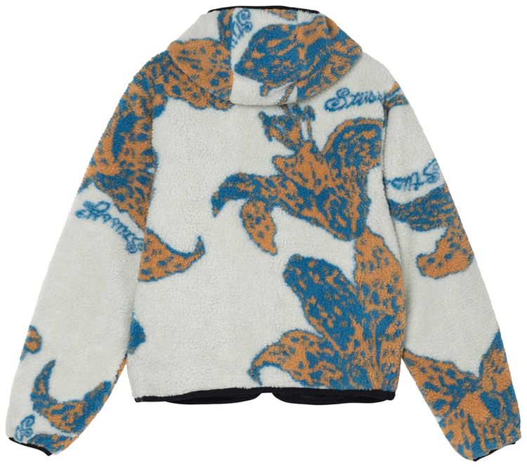 Stussy Floral Sherpa Hood Jacket Bone
