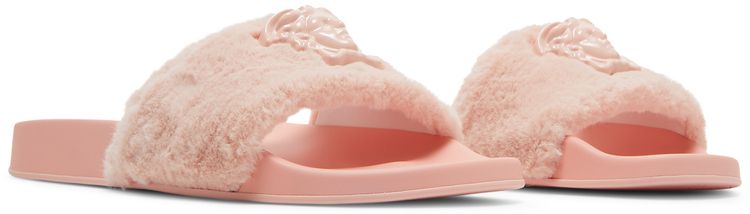 Versace Wmns La Medusa Faux Fur Slide Pale Pink