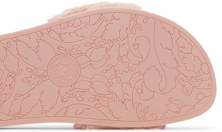 Versace Wmns La Medusa Faux Fur Slide Pale Pink