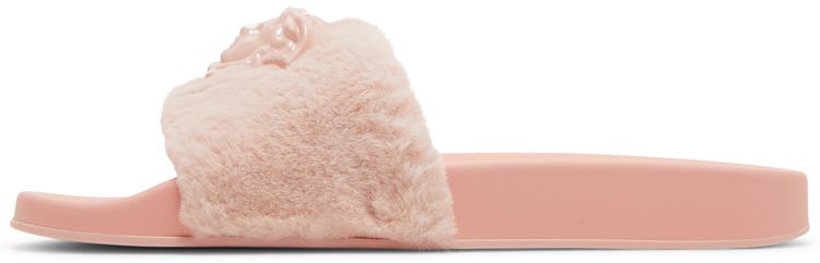 Versace Wmns La Medusa Faux Fur Slide Pale Pink