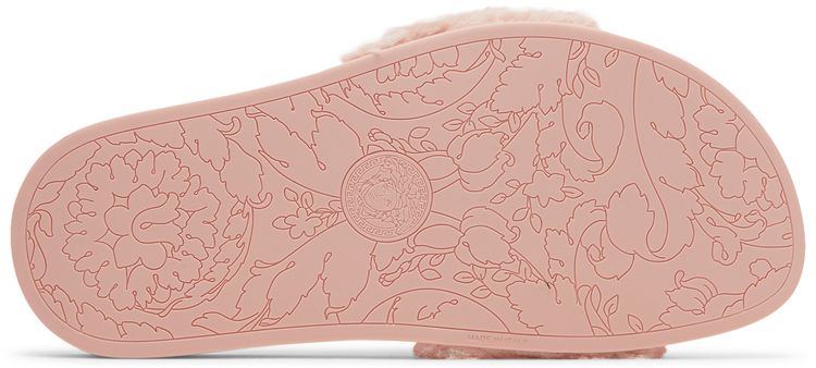 Versace Wmns La Medusa Faux Fur Slide Pale Pink