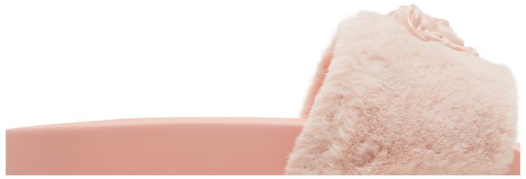 Versace Wmns La Medusa Faux Fur Slide Pale Pink