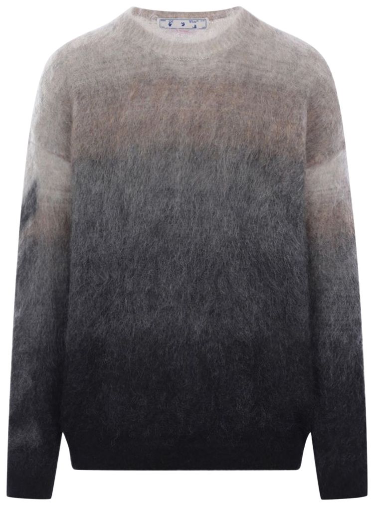 Off White Diag Brushed Knit Crew Dark SandBlack