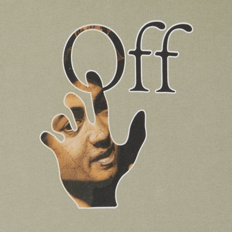 Off White Carav Hand Over Flatlock Hoodie Abbey Stone