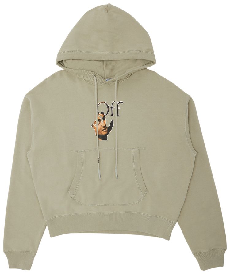 Off White Carav Hand Over Flatlock Hoodie Abbey Stone