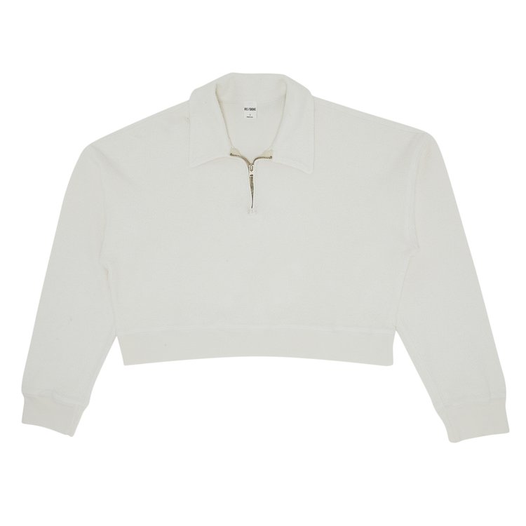 RE/DONE 90's Crop Half Zip 'Inside Out Vintage White'