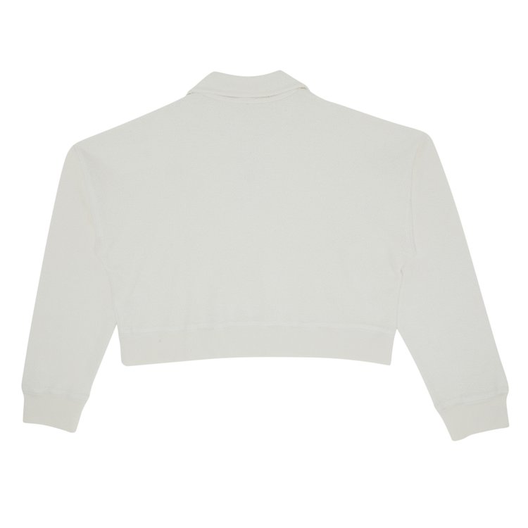 REDONE 90s Crop Half Zip Inside Out Vintage White