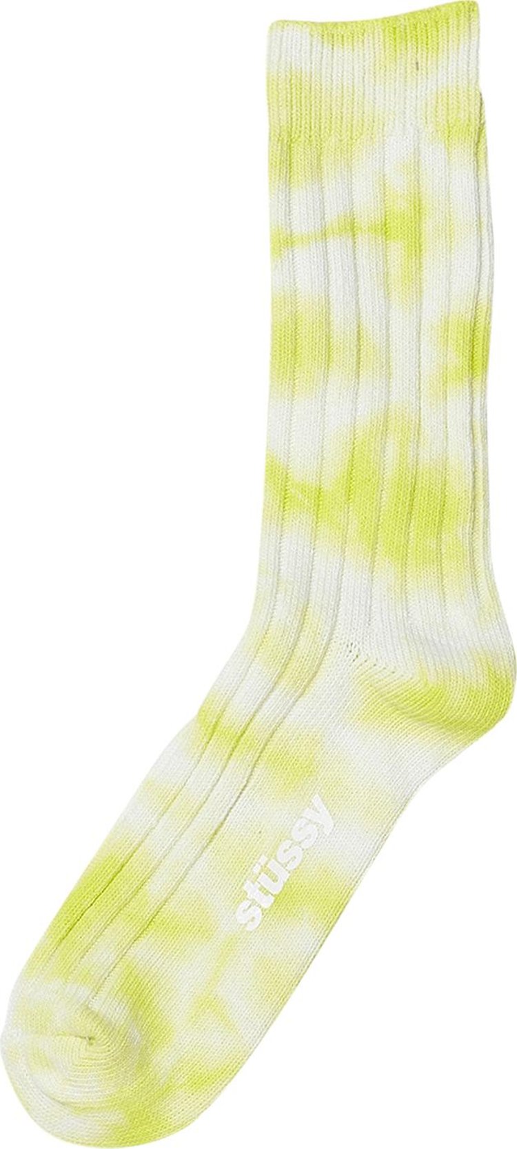 Stussy Dyed Ribbed Crew Socks 'Lime'